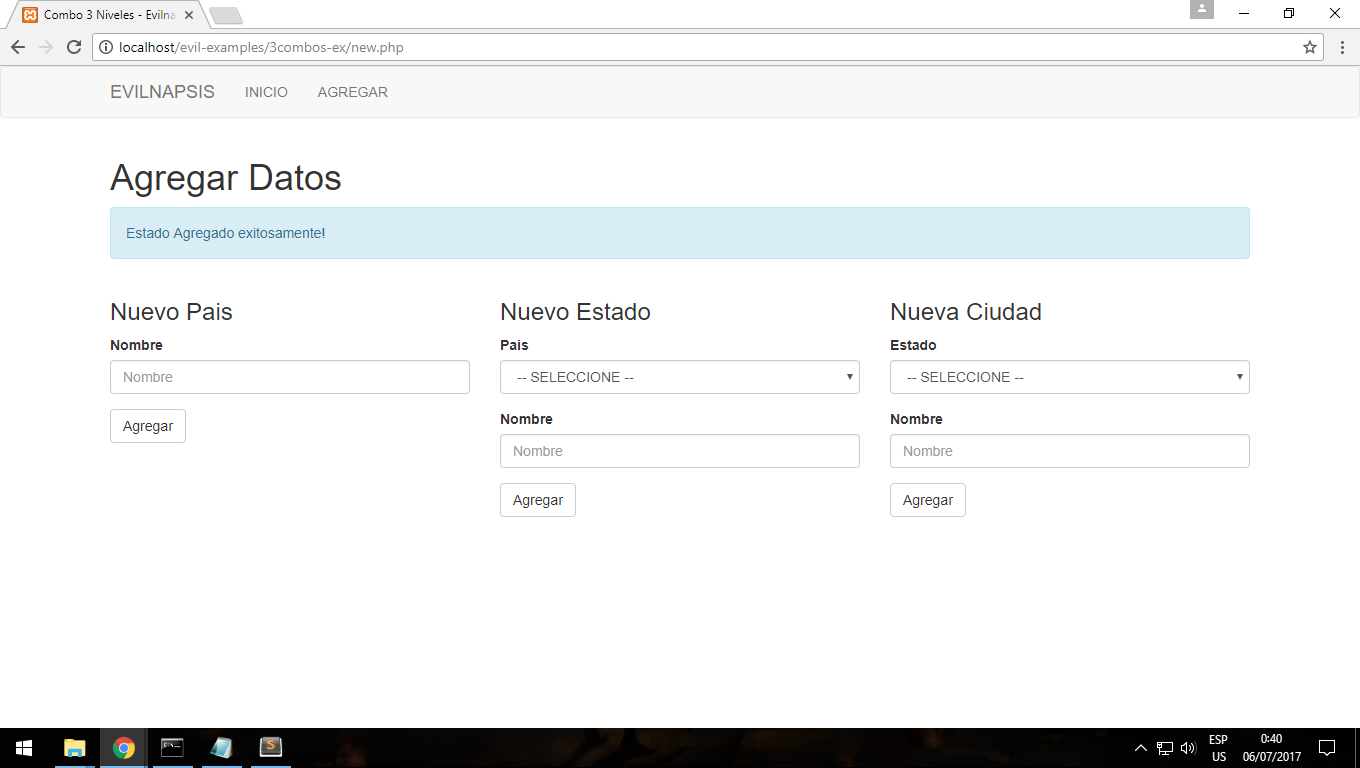 Combobox De 3 Niveles (pais, Estado Y Ciudad) Con PHP Y MySQL – Evilnapsis